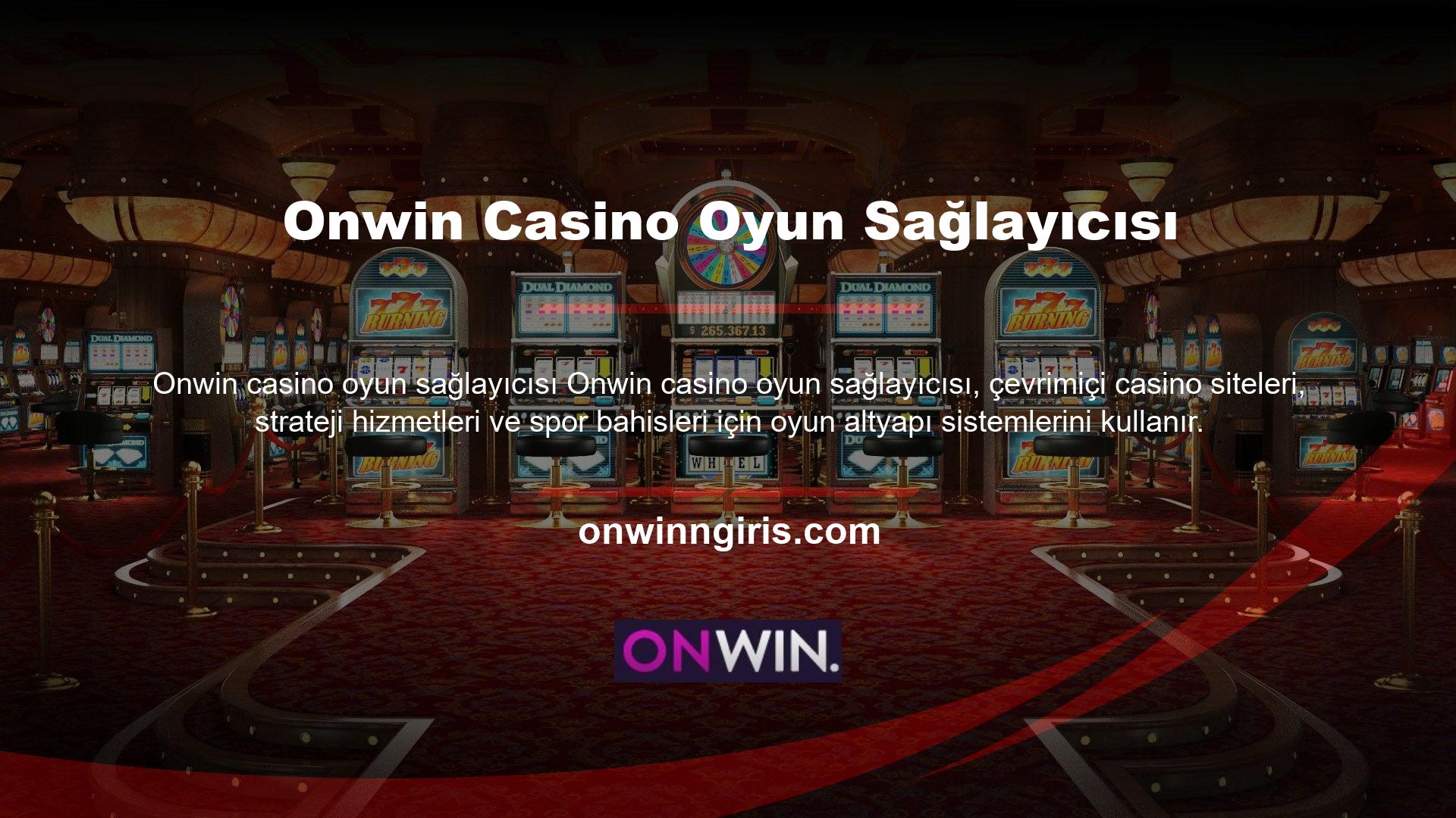 Casino oyun sağlayıcısı Onwin casino oyunlarını sunuyoruz ve çeşitli oyun sağlayıcıların altyapısını kullanıyoruz